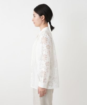 バンドカラーレースブラウス【ROCHAS Premiere