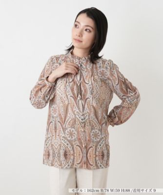 ＜Leilian (Women)＞ペイズリー柄バンドカラーブラウス【ＲＯＣＨＡＳ　Ｐｒｅｍｉｅｒｅ】【ＥＲＩＣＡ】