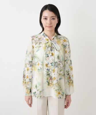 花柄ボウタイブラウス【ROCHAS Premiere】 | Leilian 