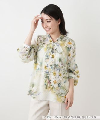 ＜Leilian (Women)＞花柄ボウタイブラウス【ＲＯＣＨＡＳ　Ｐｒｅｍｉｅｒｅ】