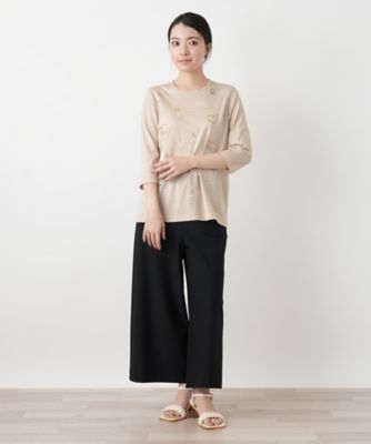 刺繍ボーダー七分袖カットソー | Leilian (Women)/レリアン | 三越