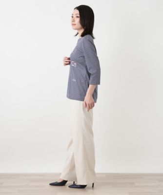 刺繍ボーダー七分袖カットソー | Leilian (Women)/レリアン | 三越