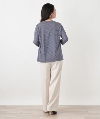 刺繍ボーダー七分袖カットソー | Leilian (Women)/レリアン | 三越
