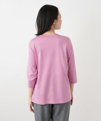 刺繍ボーダー七分袖カットソー | Leilian (Women)/レリアン | 三越