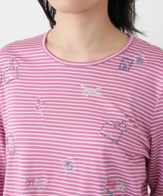 刺繍ボーダー七分袖カットソー | Leilian (Women)/レリアン | 三越