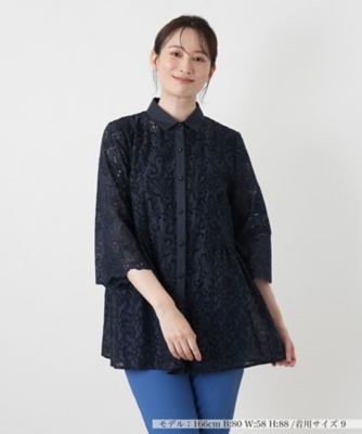 ＜Leilian (Women)＞カットワークレースペプラムブラウス