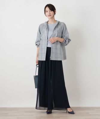 チェックフーデッドジャケット【ROCHAS Premiere