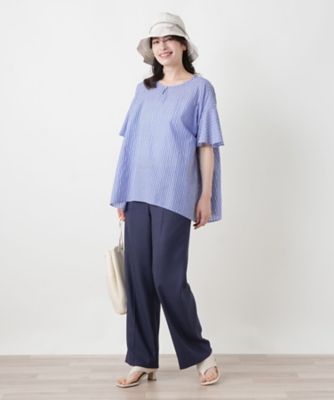 ストライプフレアブラウス【ROCHAS Premiere