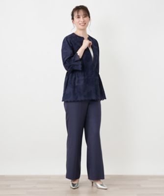 ボタニカル刺繍ノーカラージャケット【ROCHAS Premiere