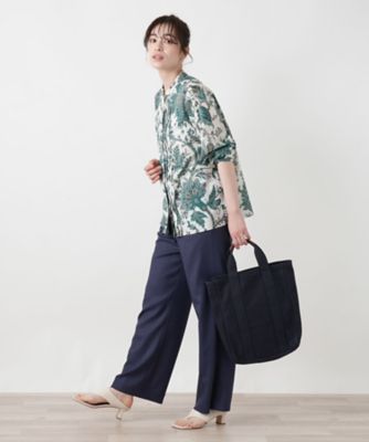 ペイズリー柄七分袖バンドカラーブラウス【ROCHAS
