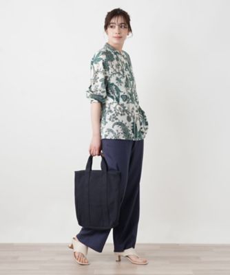 ペイズリー柄七分袖バンドカラーブラウス【ROCHAS