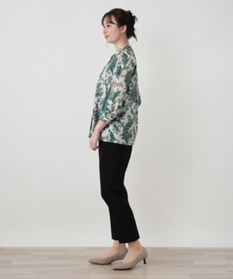 ペイズリー柄七分袖バンドカラーブラウス【ROCHAS 