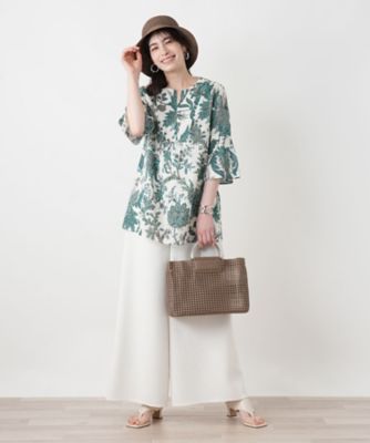 ペイズリー柄キーネックブラウス【ROCHAS Premiere