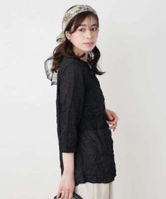 シワ加工バンドカラーブラウス【ROCHAS Premiere