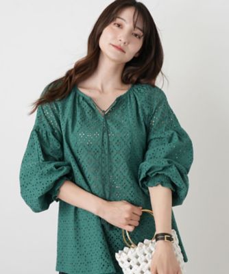 カットワークレースブラウス【Leilian WHITE LABEL