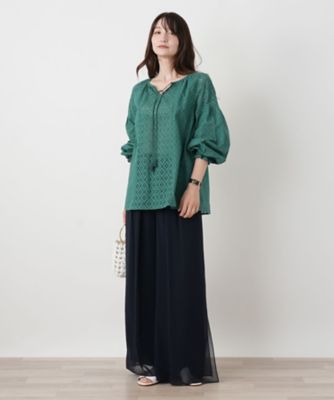 カットワークレースブラウス【Leilian WHITE LABEL