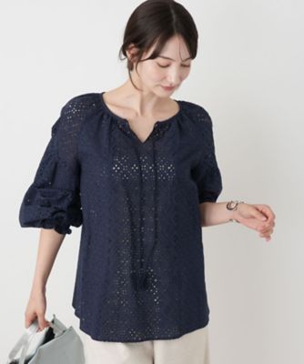 カットワークレースブラウス【Leilian WHITE LABEL