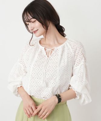 美品✨VIVIENNE TAM カットワーク　レース　ブラウス　Ｌ カットワークレースブラウス【Leilian WHITE LABEL