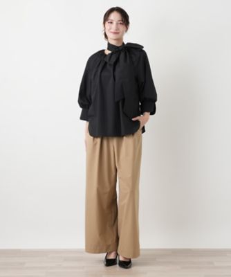 スカーフタイギャザーブラウス【Leilian WHITE LABEL