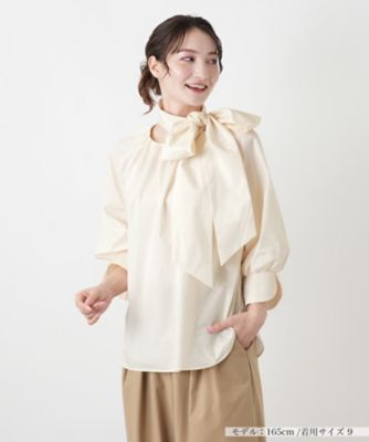 スカーフタイギャザーブラウス【Leilian WHITE LABEL