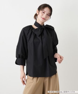 スカーフタイギャザーブラウス【Leilian WHITE LABEL