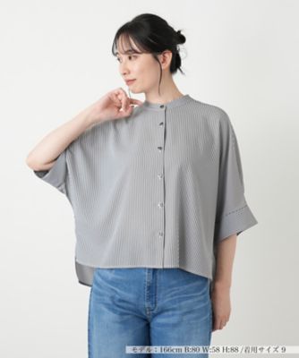 LOHEN 伊勢丹限定　ハイカウントボックスラインブラウス 伊勢丹限定【タグ付き 】LOHEN ハイカウントボックスラインブラウス