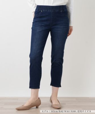 ＜Leilian (Women)＞クロップドデニムパンツ【Ｌ　ＪＥＡＮＳ】