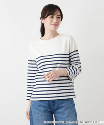 ＜Leilian (Women)＞マリンボーダーカットソー【Ｌｅ　ｍｉｎｏｒ】