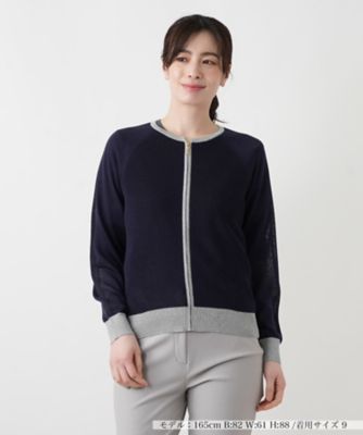 ＜Leilian (Women)＞ラメ配色ジップカーディガン
