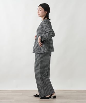 極美品　グレースコンチネンタル　ギンガムチェックフラワーブルゾン　ノーカラー 洗えるギンガムチェックノーカラージャケット | Leilian (Women