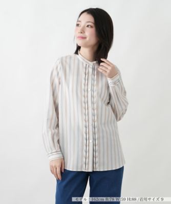 LOHEN 伊勢丹限定　ハイカウントボックスラインブラウス 伊勢丹限定【タグ付き 】LOHEN ハイカウントボックスラインブラウス