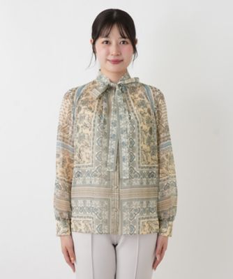 新品 BALMAIN×Leilian ペイズリー柄 長袖 カットソー 13号 ペイズリー柄リボンブラウス | Leilian (Women)/レリアン | 三越伊勢丹