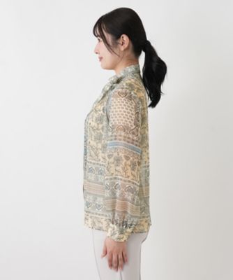 美品　Leilian レリアン　ペイズリー柄　シルク　金ボタン　ブラウス　XL ペイズリー柄リボンブラウス | Leilian (Women)/レリアン | 三越伊勢丹