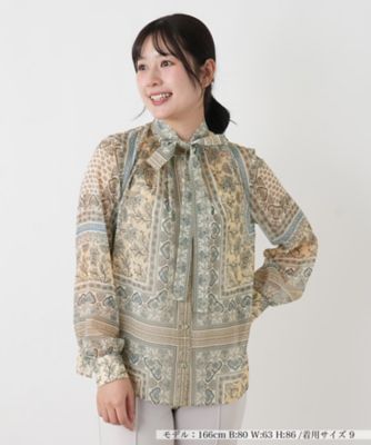＜Leilian (Women)＞ペイズリー柄リボンブラウス