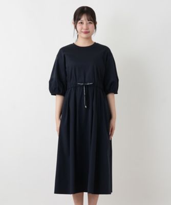 試着のみ　Sheglit　クロスリボンフレアワンピース　ブラック　アトリエボズ 洗えるウエストリボンフレアワンピース【MUSE BY ROCHAS