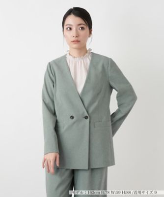 ＜BOURGE (Women)＞Ｖネックノーカラーダブルジャケット