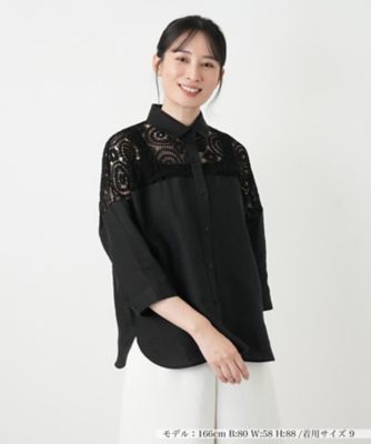 レリアン　タグ付未使用　レース使いのブラウス　希少レギュラー13号 レースドッキングブラウス【2026＿4月カタログ】 | Leilian