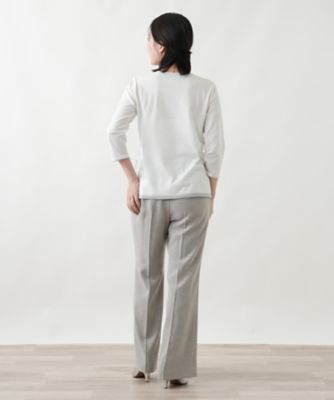 ボタニカルボーダー七分袖ニット【Leilian WHITE