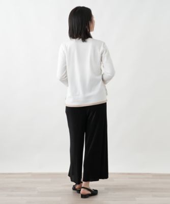 ボタニカルボーダー七分袖ニット【Leilian WHITE