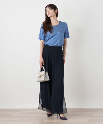【新品】定価39,600円　レリアン　刺繍クルーネックカットソー　グリーン13＋ 刺繍クルーネックカットソー【Leilian WHITE LABEL