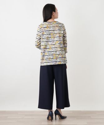 花柄ボーダー七分袖カットソー【Leilian WHITE LABEL