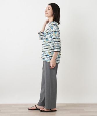 花柄ボーダー七分袖カットソー【Leilian WHITE LABEL