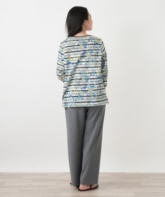 花柄ボーダー七分袖カットソー【Leilian WHITE LABEL