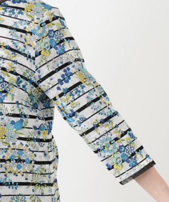 花柄ボーダー七分袖カットソー【Leilian WHITE LABEL