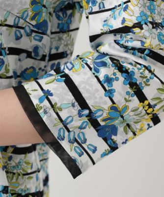 花柄ボーダー七分袖カットソー【Leilian WHITE LABEL