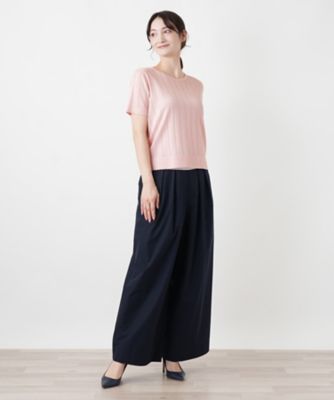 透かしストライプ編みニットソー【Leilian WHITE