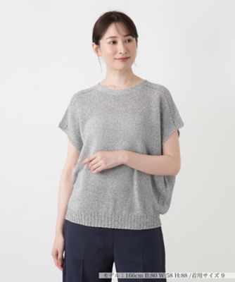 【新品】定価39,600円　レリアン　半袖ラメニット　シルバー　13＋ ラメニットベスト【Leilian WHITE LABEL】 | Leilian
