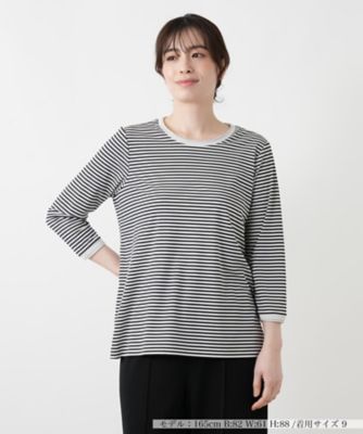 ＜Leilian (Women)＞ナローボーダーラメカットソー【Ｌｅｉｌｉａｎ　ＷＨＩＴＥ　ＬＡＢＥＬ】