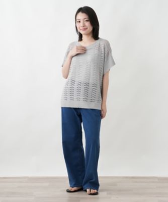 レリアン　スパンコール半袖ニット スパンコール透かし編みニット【LE TRICOT PERUGIA
