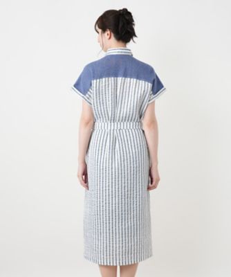 Leilian レリアン ワンピース 11 L相当 総柄 ストライプ 日本製 Leilian レリアン ワンピース 11 L相当 総柄 ストライプ 日本製